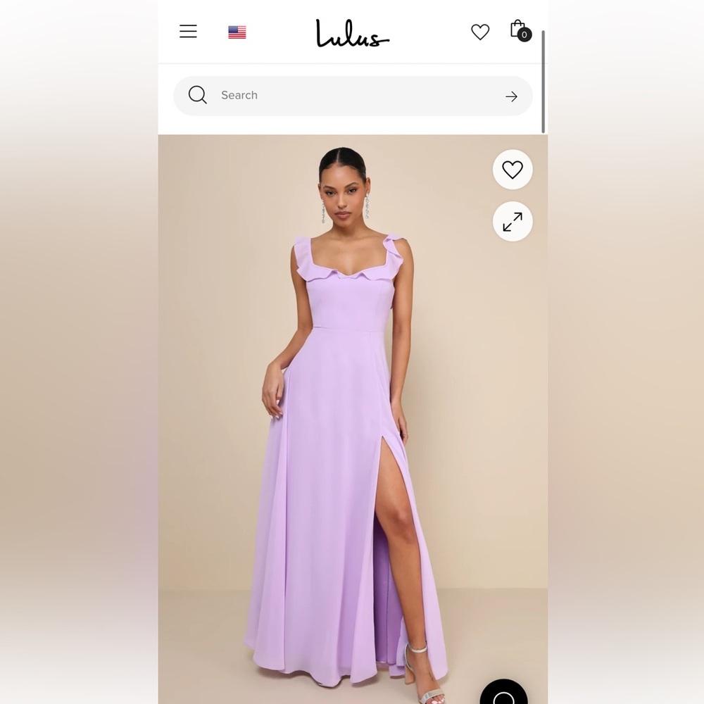 Lulu's Purple Ruffled Maxi Gown with Sweetheart Neckline